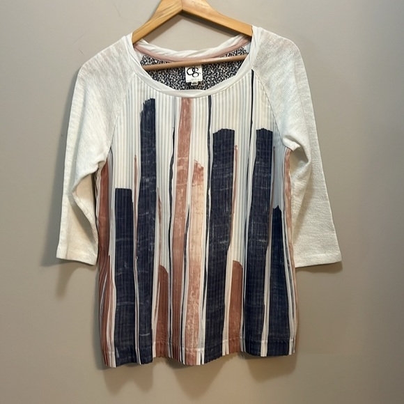 One September Pleat Front Top women’s M crew Neck 3/4 Sleeve Knit Sweater - Picture 2 of 11